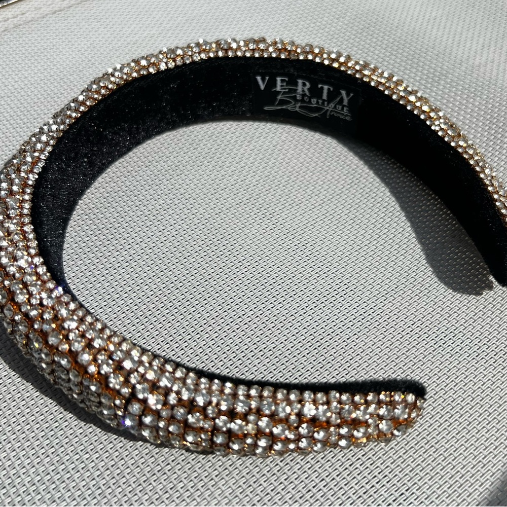 Verty Crystal-Embellished Gold Rhinestone Headband